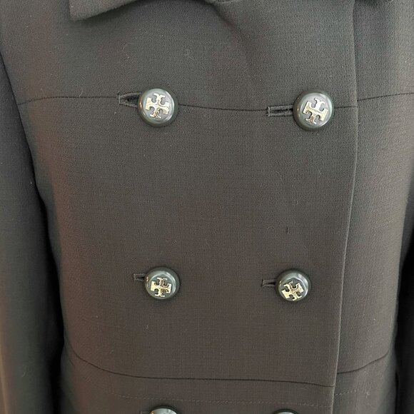Tory Burch Double‑Breasted Logo Button Wool Blend Coat Size 12 - Picture 4 of 8